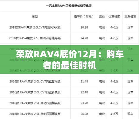 荣放RAV4底价12月:购车者的最佳时机