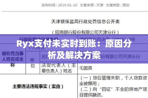 Ryx支付未实时到账:原因分析及解决方案