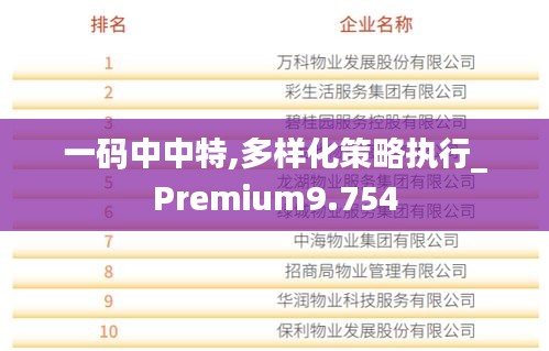 一码中中特,多样化策略执行_Premium9.754