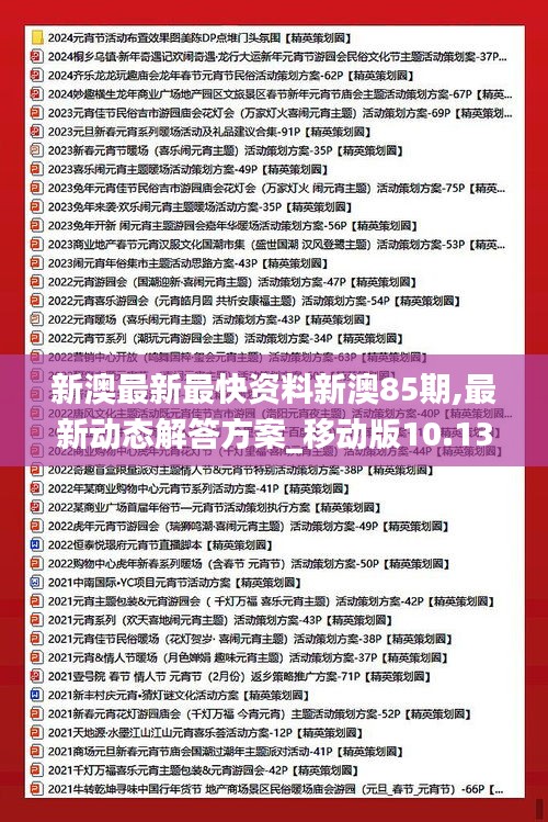 新澳最新最快资料新澳85期,最新动态解答方案_移动版10.133