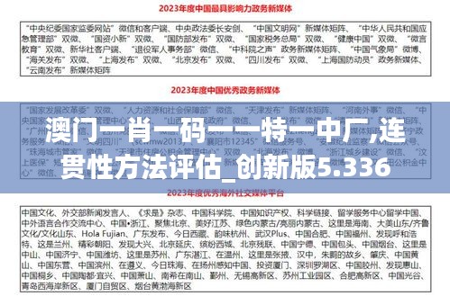 澳门一肖一码一一特一中厂,连贯性方法评估_创新版5.336