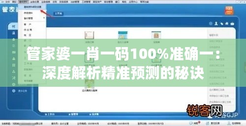 管家婆一肖一码100%准确一:深度解析精准预测的秘诀