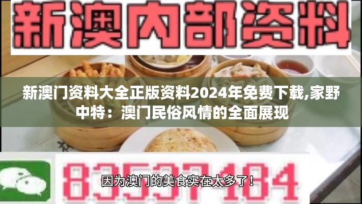 新澳门资料大全正版资料2024年免费下载,家野中特：澳门民俗风情的全面展现