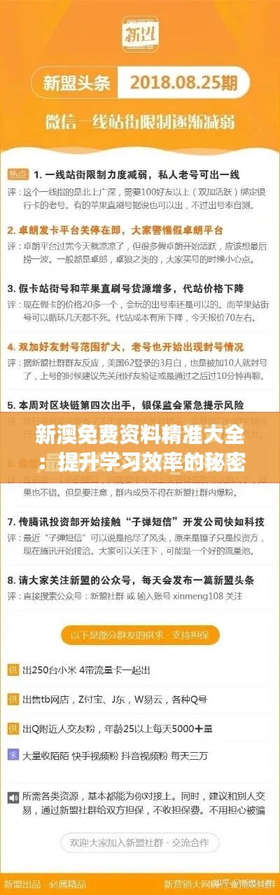 新澳免费资料精准大全：提升学习效率的秘密武器