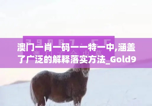 澳门一肖一码一一特一中,涵盖了广泛的解释落实方法_Gold9.346