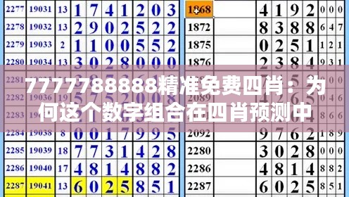 7777788888精准免费四肖:为何这个数字组合在四肖预测中如此受欢迎