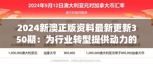 2024新澳正版资料最新更新350期：为行业转型提供动力的知识库