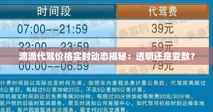 滴滴代驾价格实时动态揭秘:透明还是变数?