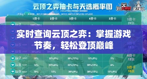 实时查询云顶之弈：掌握游戏节奏，轻松登顶巅峰