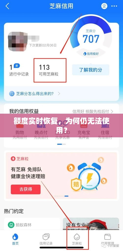额度实时恢复,为何仍无法使用?