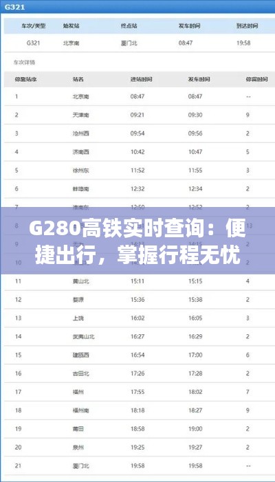 G280高铁实时查询:便捷出行,掌握行程无忧