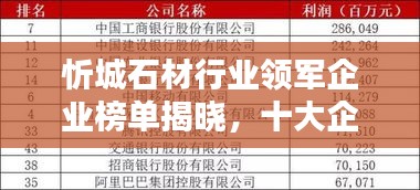 忻城石材行业领军企业榜单揭晓，十大企业排名及介绍