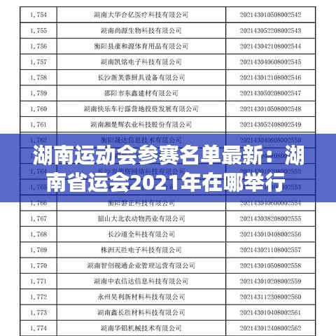 湖南运动会参赛名单最新:湖南省运会2021年在哪举行