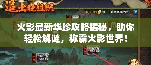 火影最新华珍攻略揭秘,助你轻松解谜,称霸火影世界!