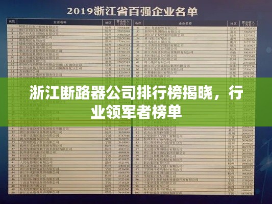 浙江断路器公司排行榜揭晓，行业领军者榜单
