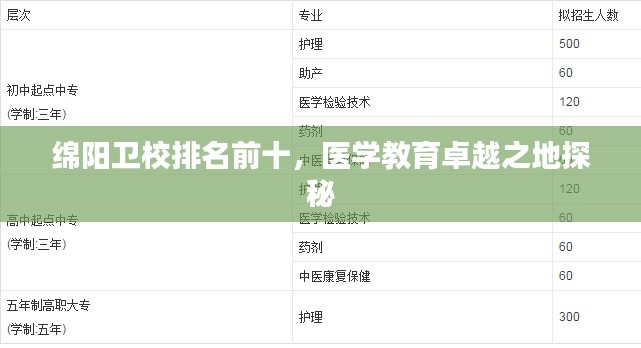 绵阳卫校排名前十,医学教育卓越之地探秘