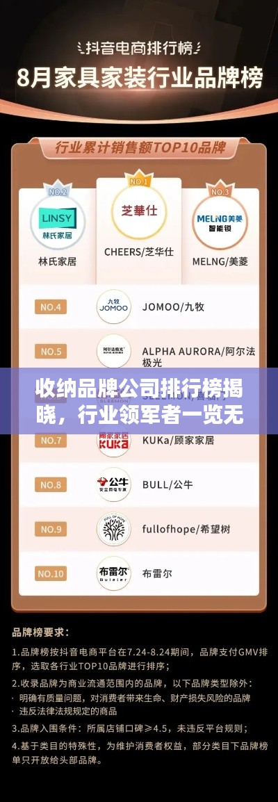 收纳品牌公司排行榜揭晓,行业领军者一览无余