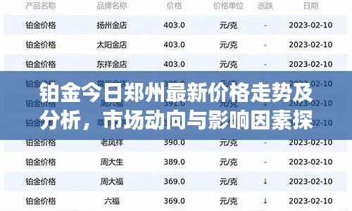 铂金今日郑州最新价格走势及分析,市场动向与影响因素探讨